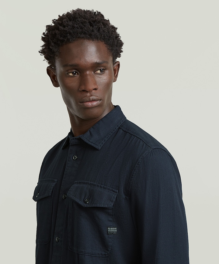 Heren overhemd lange mouw blauw