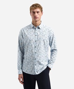 Heren overhemd lange mouw blauw