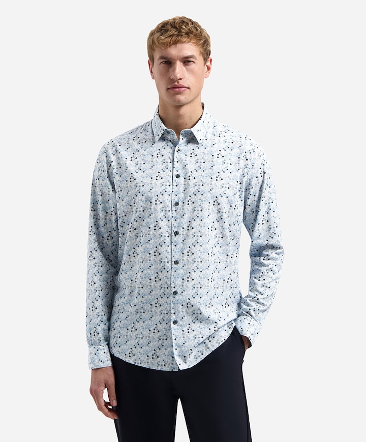 Heren overhemd lange mouw blauw