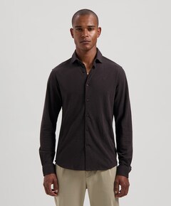 Heren overhemd lange mouw bruin