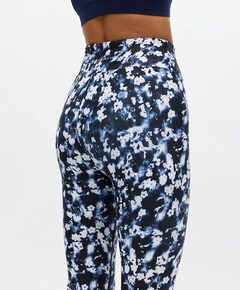 Printed High Waist Tights dames tight blauw