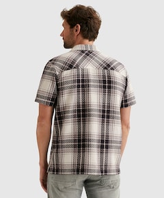 Heren overhemd korte mouw paars