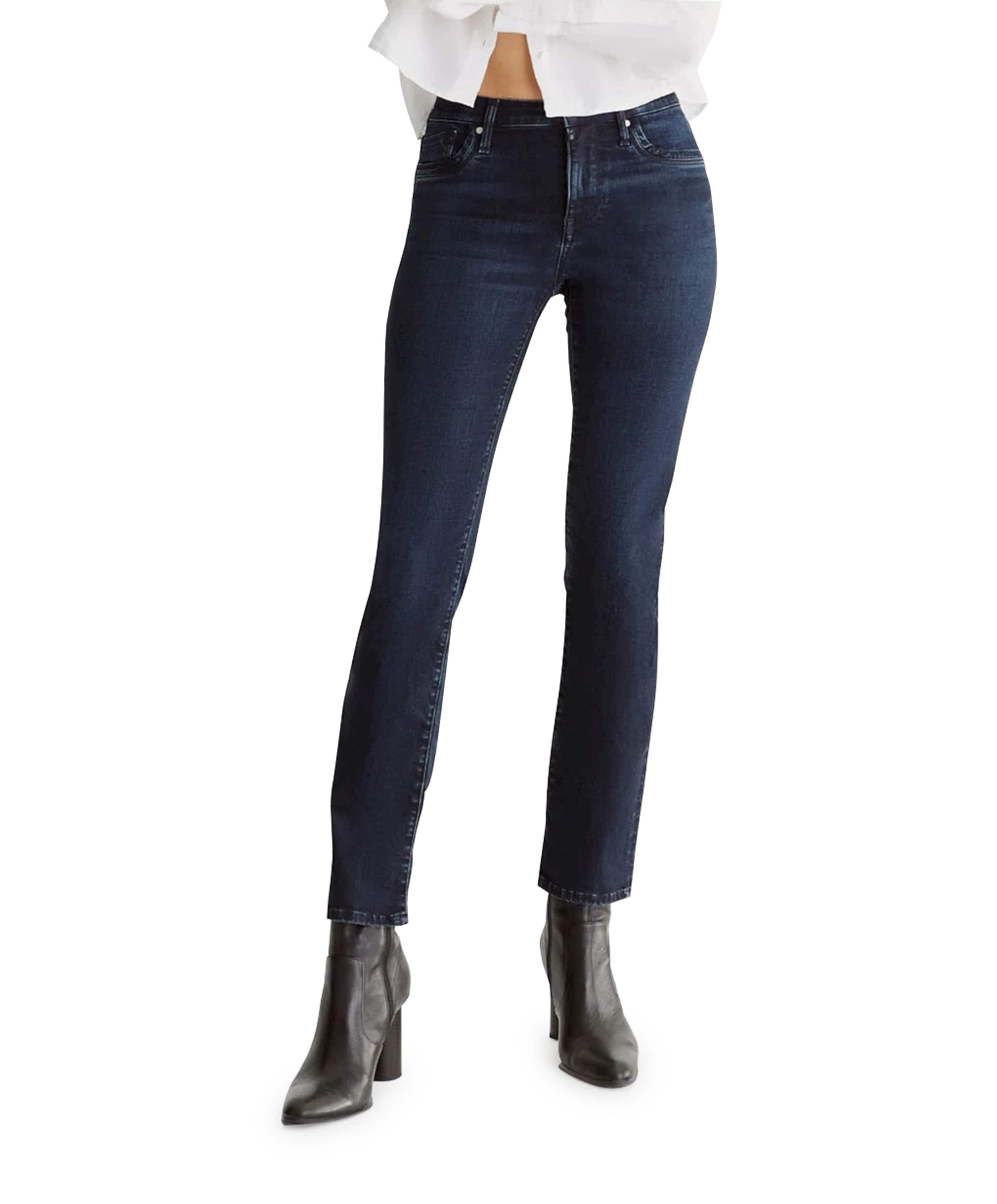 High waist straight dames jeans blauw