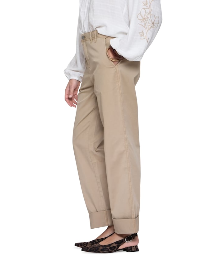 Turn-up 7/8 dames broek beige