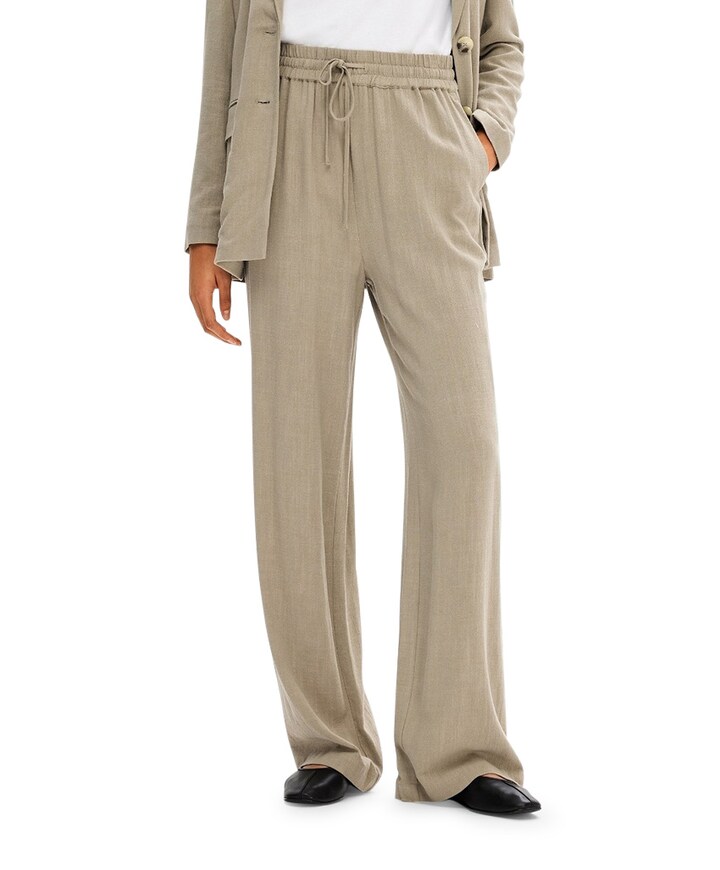 SLFVIVA-GULIA MW LONG LINEN PANT NO broek beige