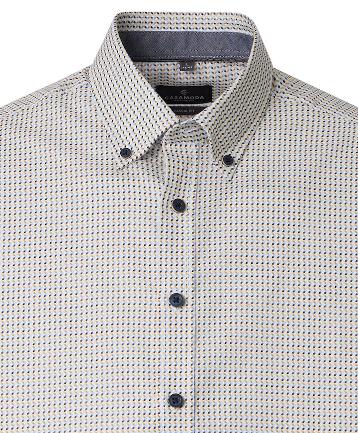 Heren overhemd korte mouw beige