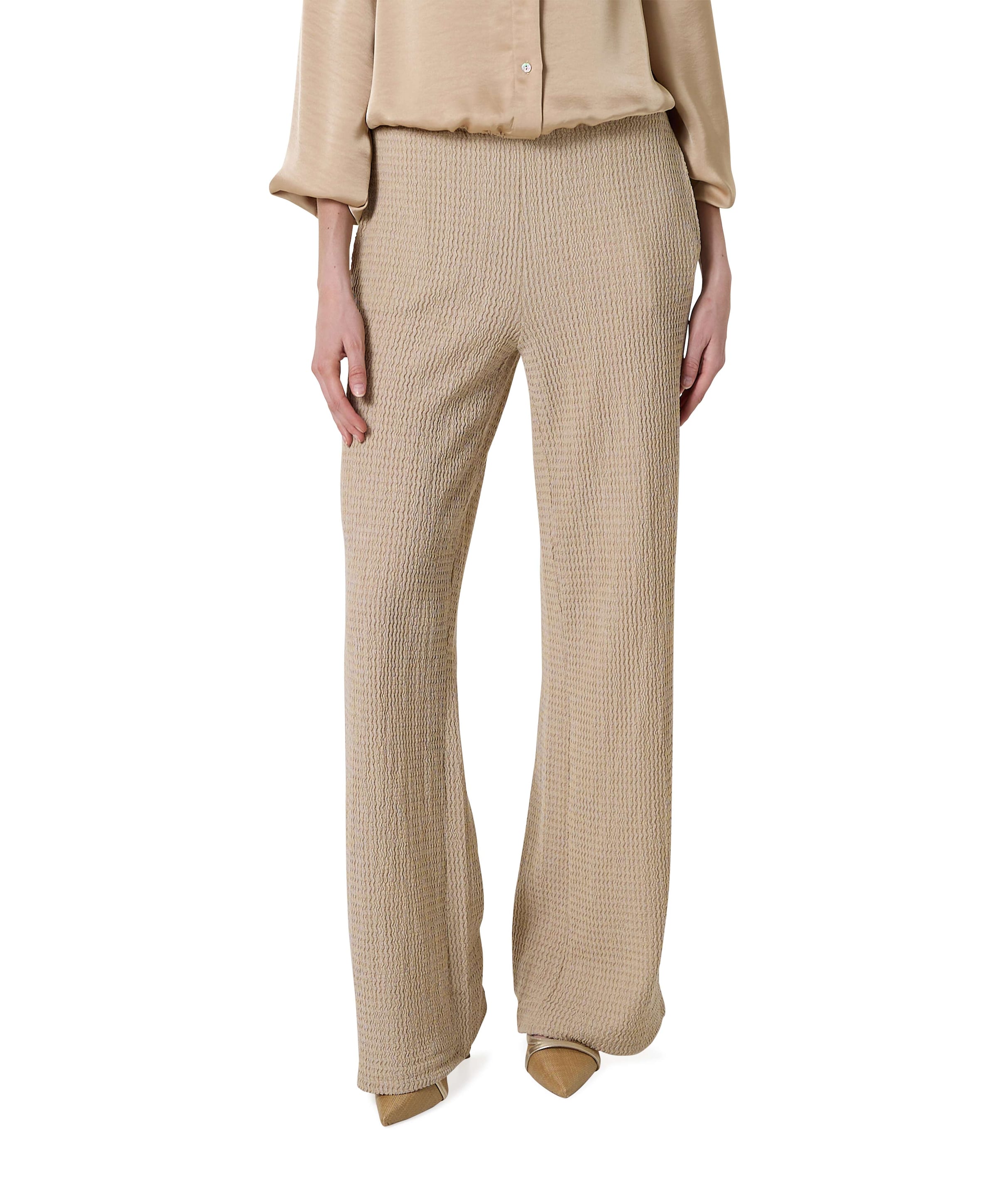 Wide leg zakken dames broek beige