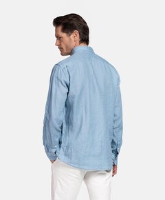 Heren overhemd lange mouw blauw