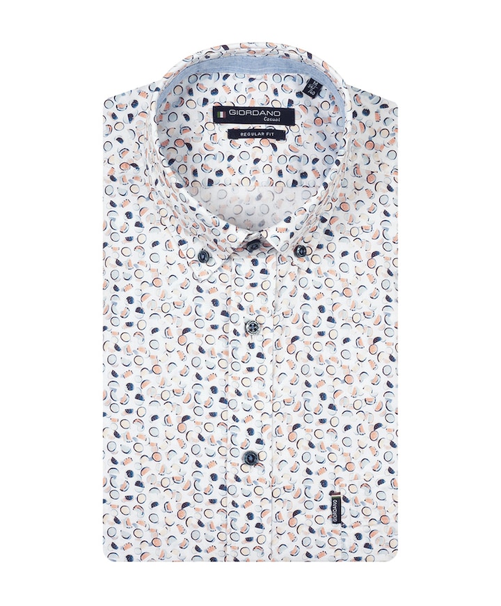 Heren overhemd korte mouw oranje