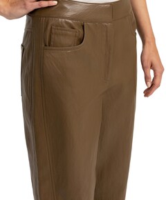 Kunstleren met wortelmod dames broek bruin