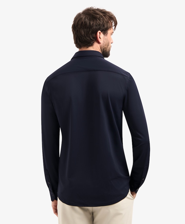Heren overhemd lange mouw blauw