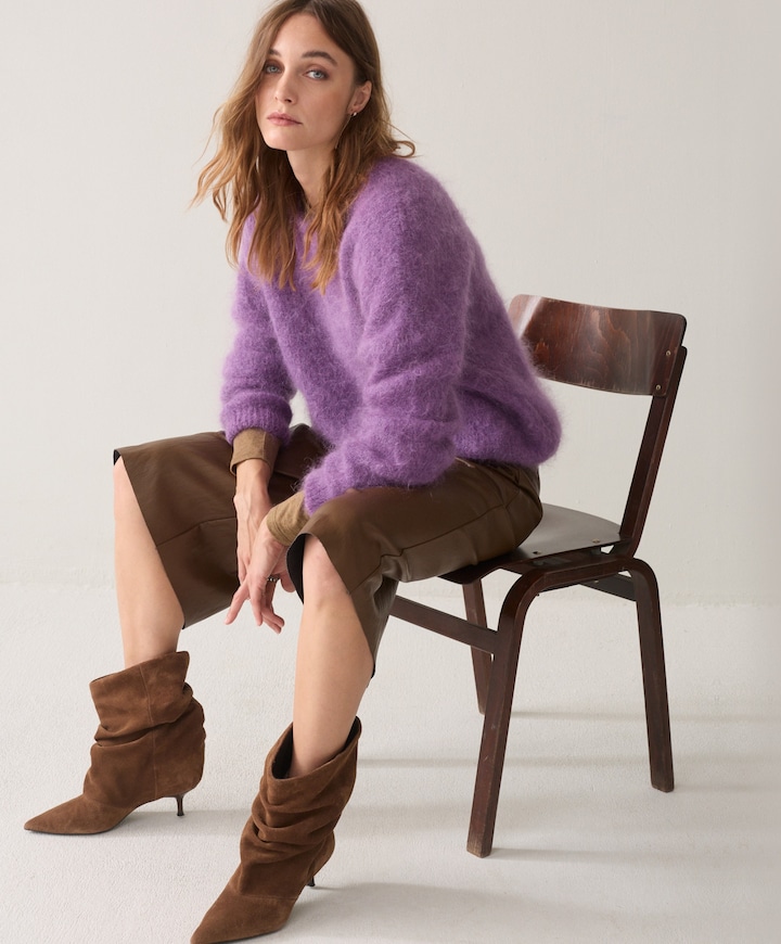 Soft faux leather dames bermuda bruin