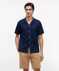 Heren overhemd korte mouw blauw
