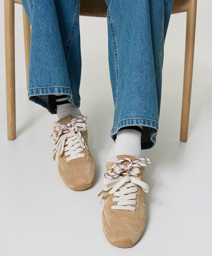 Billy Lou Fur dames sneakers beige