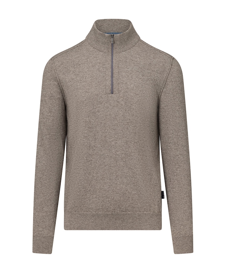 Heren trui met rits bruin