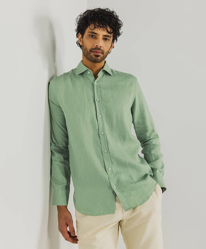 Overhemd lange mouw groen