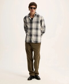 Heren overhemd lange mouw grijs