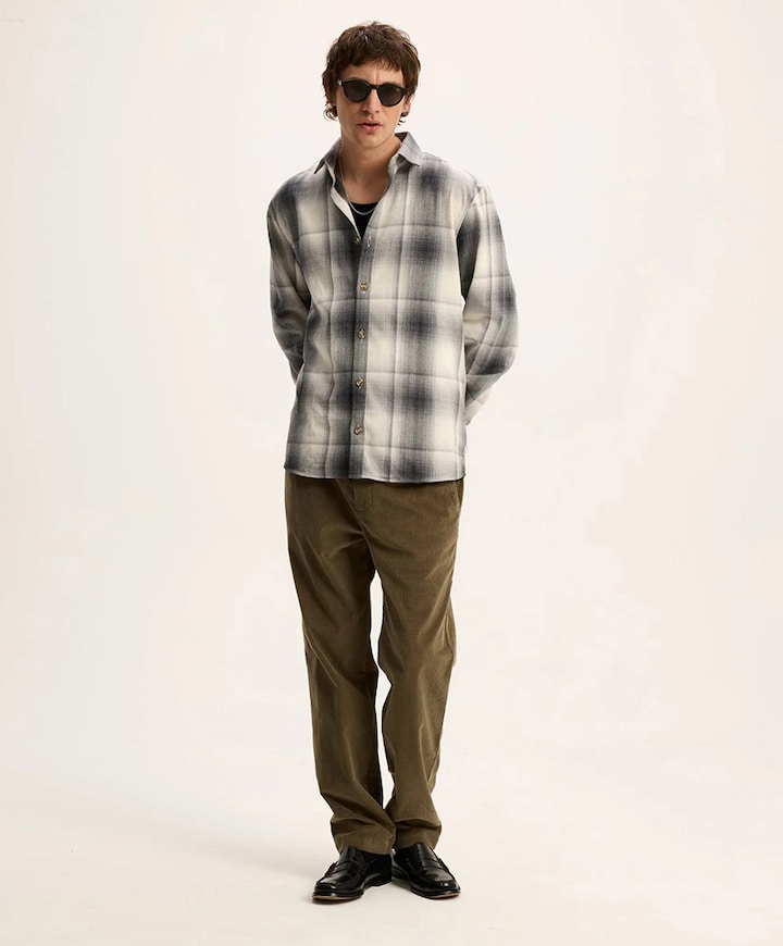 Heren overhemd lange mouw grijs