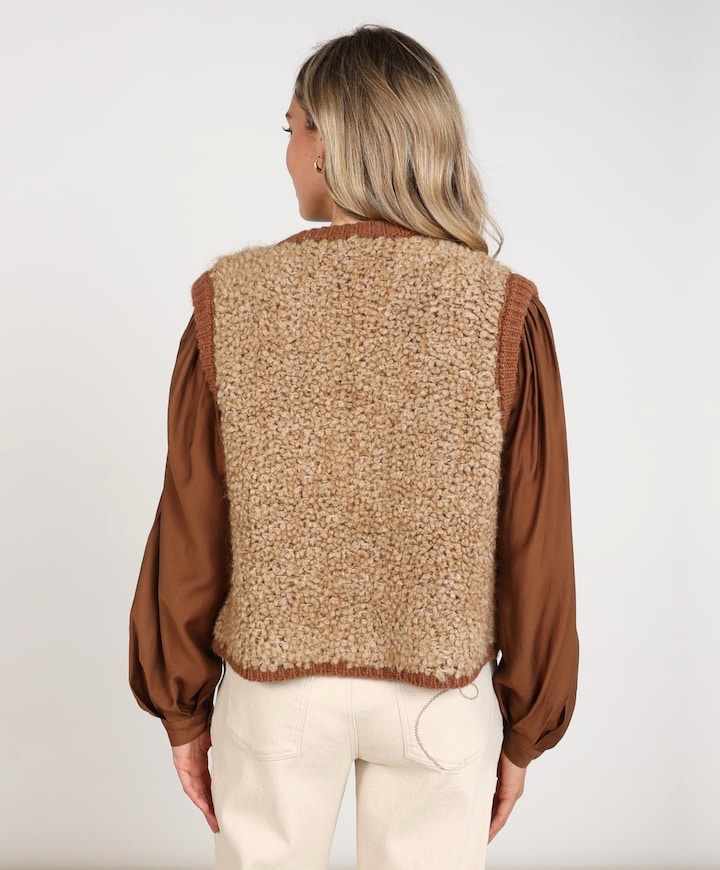 Dames gilet beige