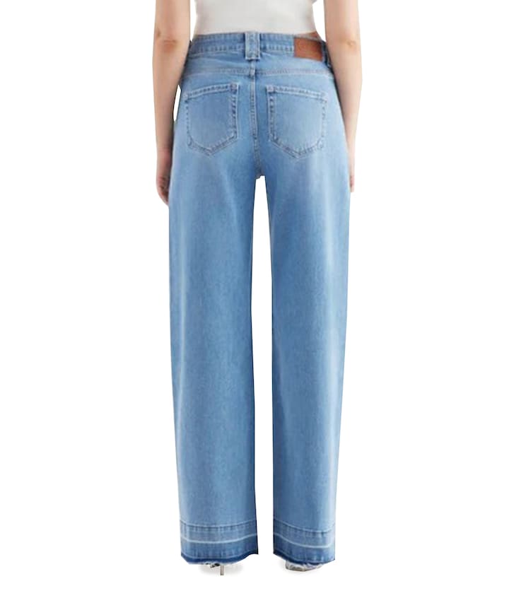 high waist wide leg dames jeans blauw
