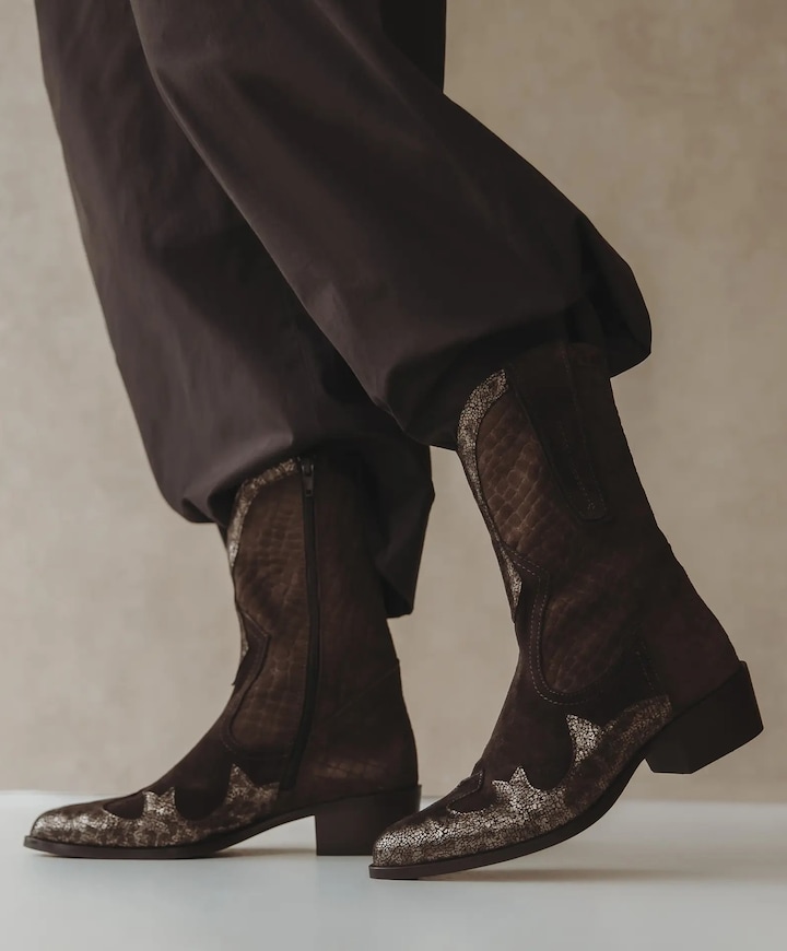 dames westernlaarzen beige