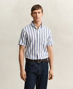 Heren overhemd korte mouw blauw