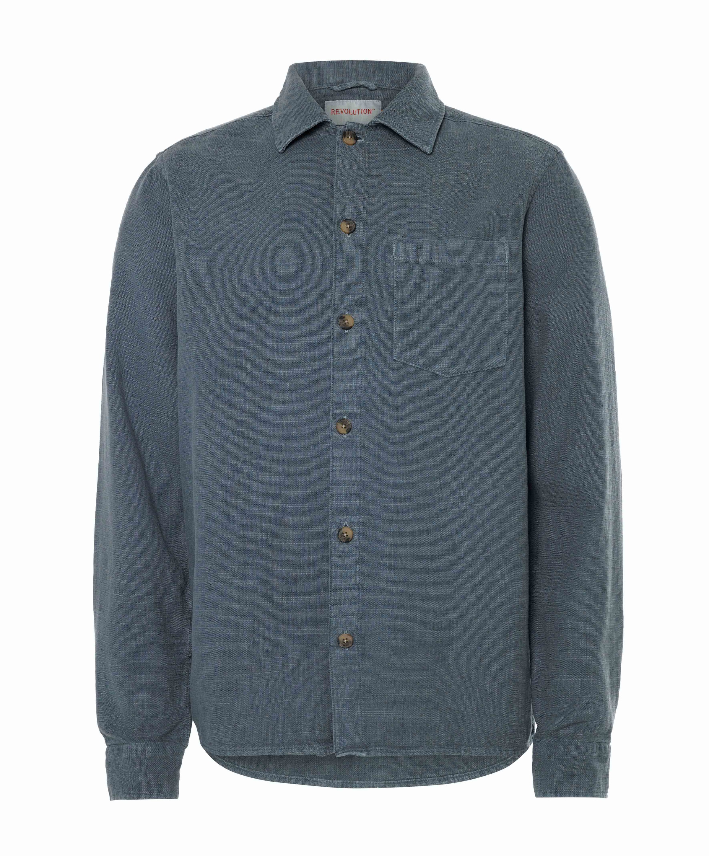 Heren overhemd lange mouw blauw