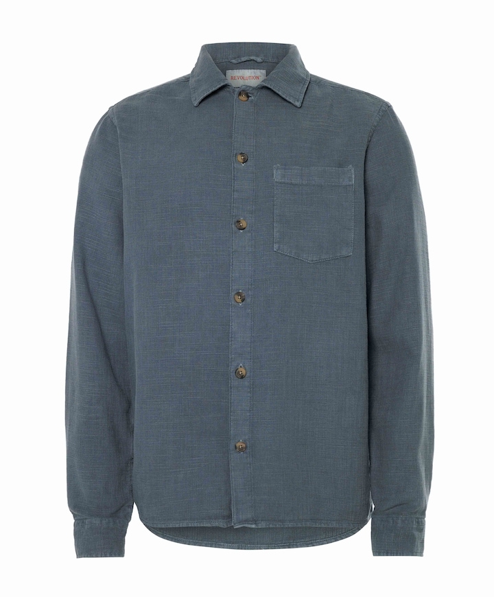 Heren overhemd lange mouw blauw