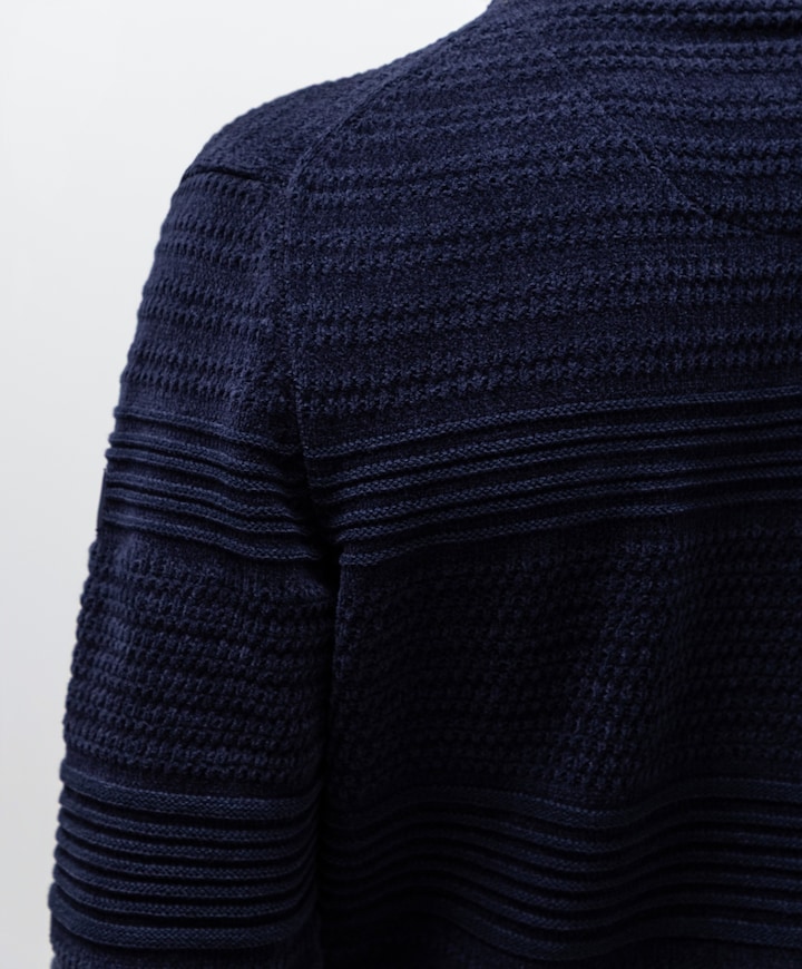Heren trui met rits blauw