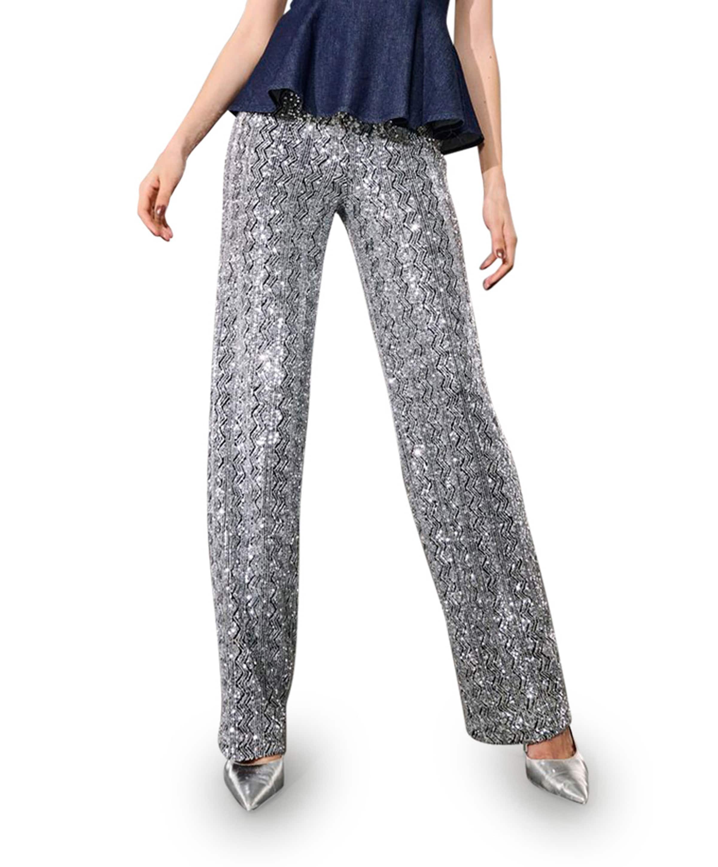 ONLFLAVY HW SEQUIN broek grijs