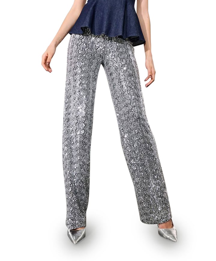 ONLFLAVY HW SEQUIN broek grijs