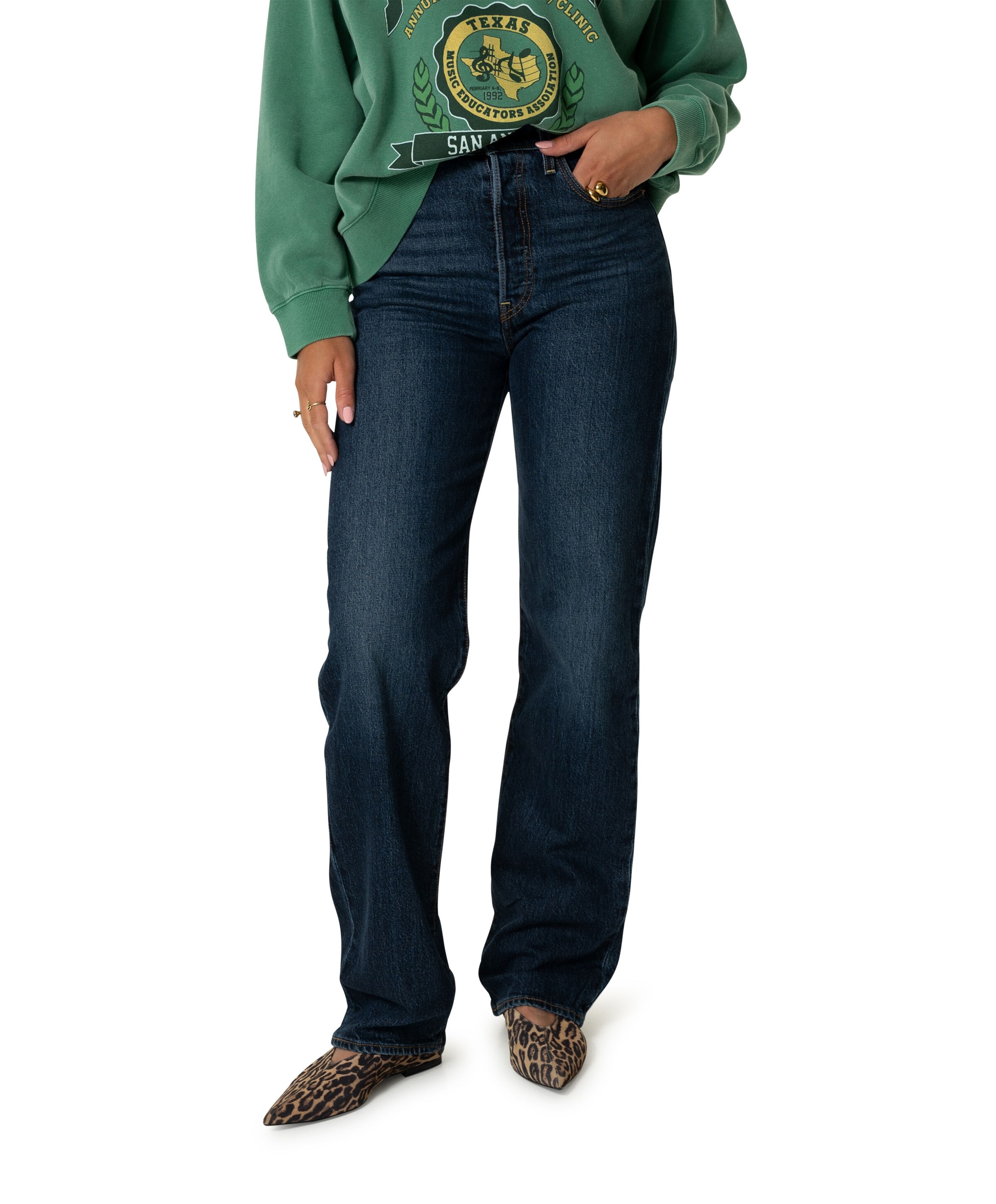 Ribcage full length dames jeans blauw