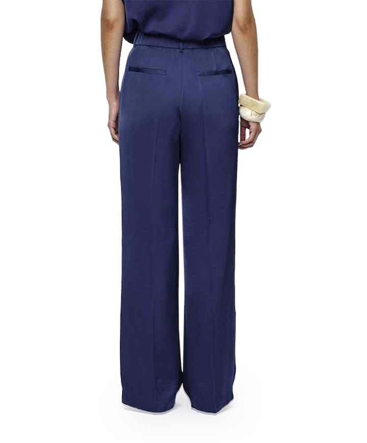 Jules satin pants dames broek blauw
