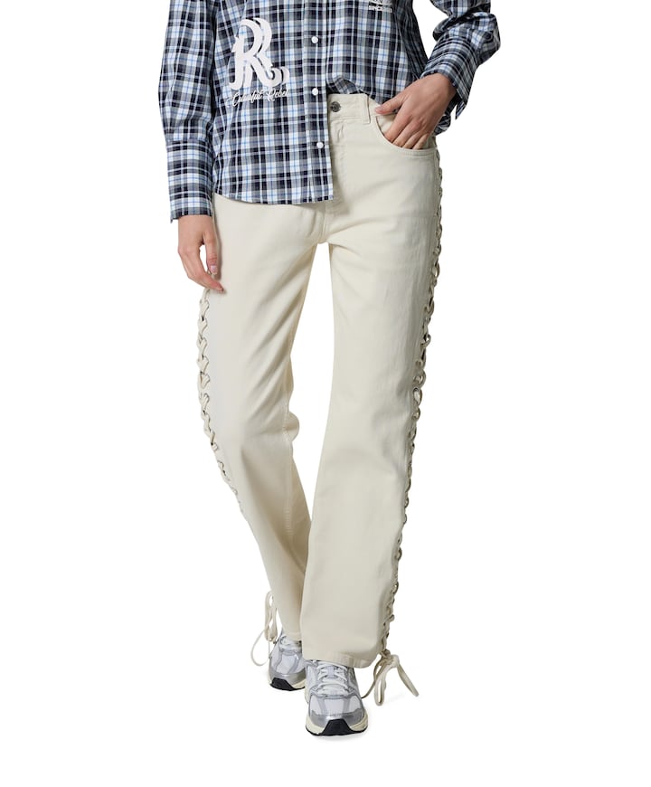 Jones Braided Straight Leg dames jeans beige