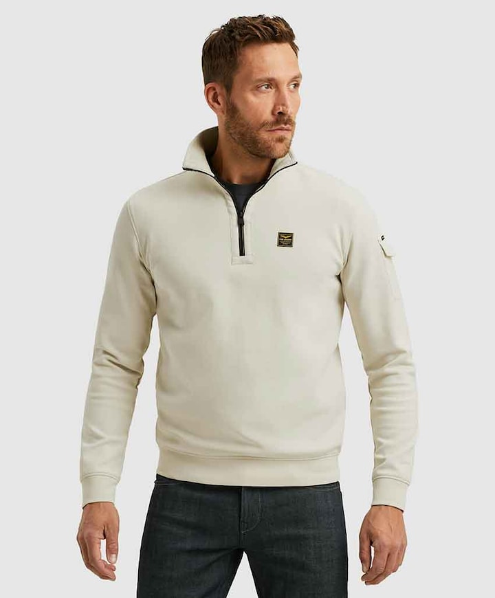 Heren trui met rits ecru