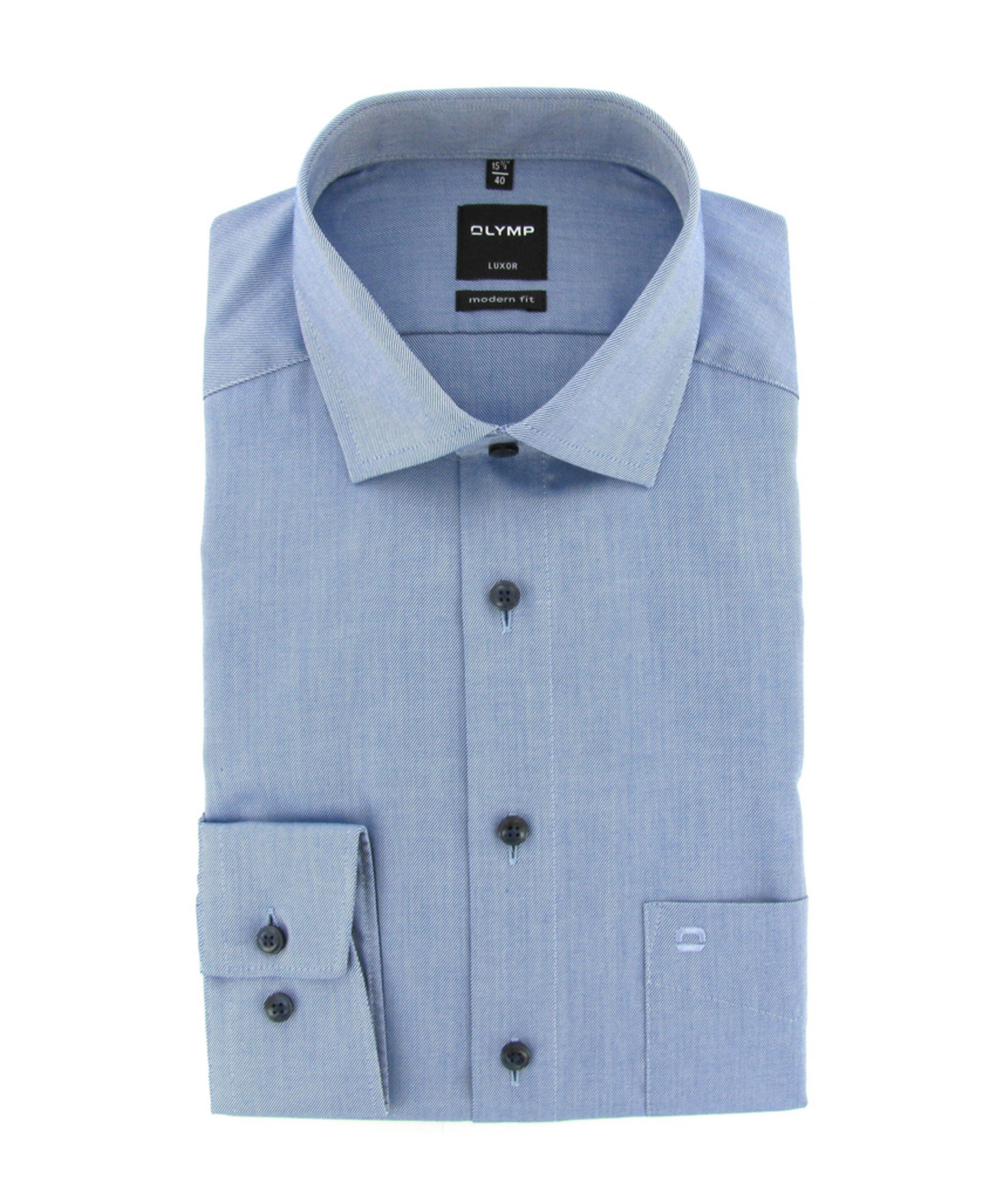 Heren overhemd lange mouw blauw