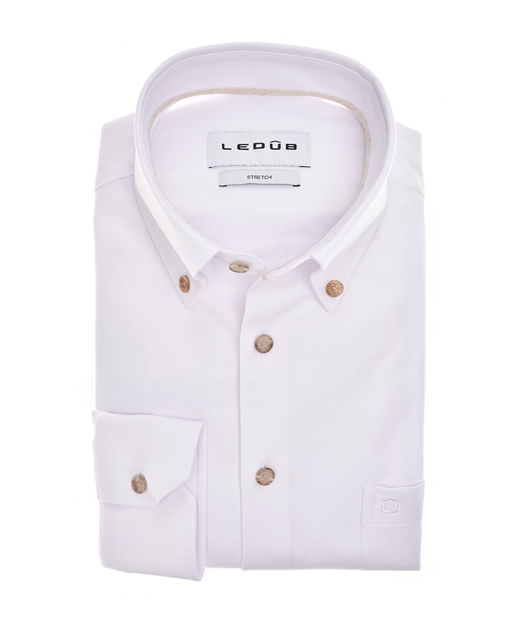 Heren overhemd extra lange mouw wit