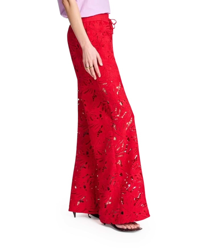 Lace Bloom dames broek rood