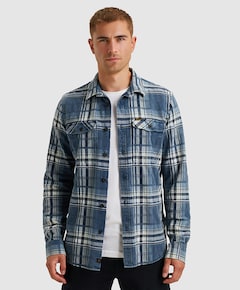 Heren overhemd lange mouw blauw