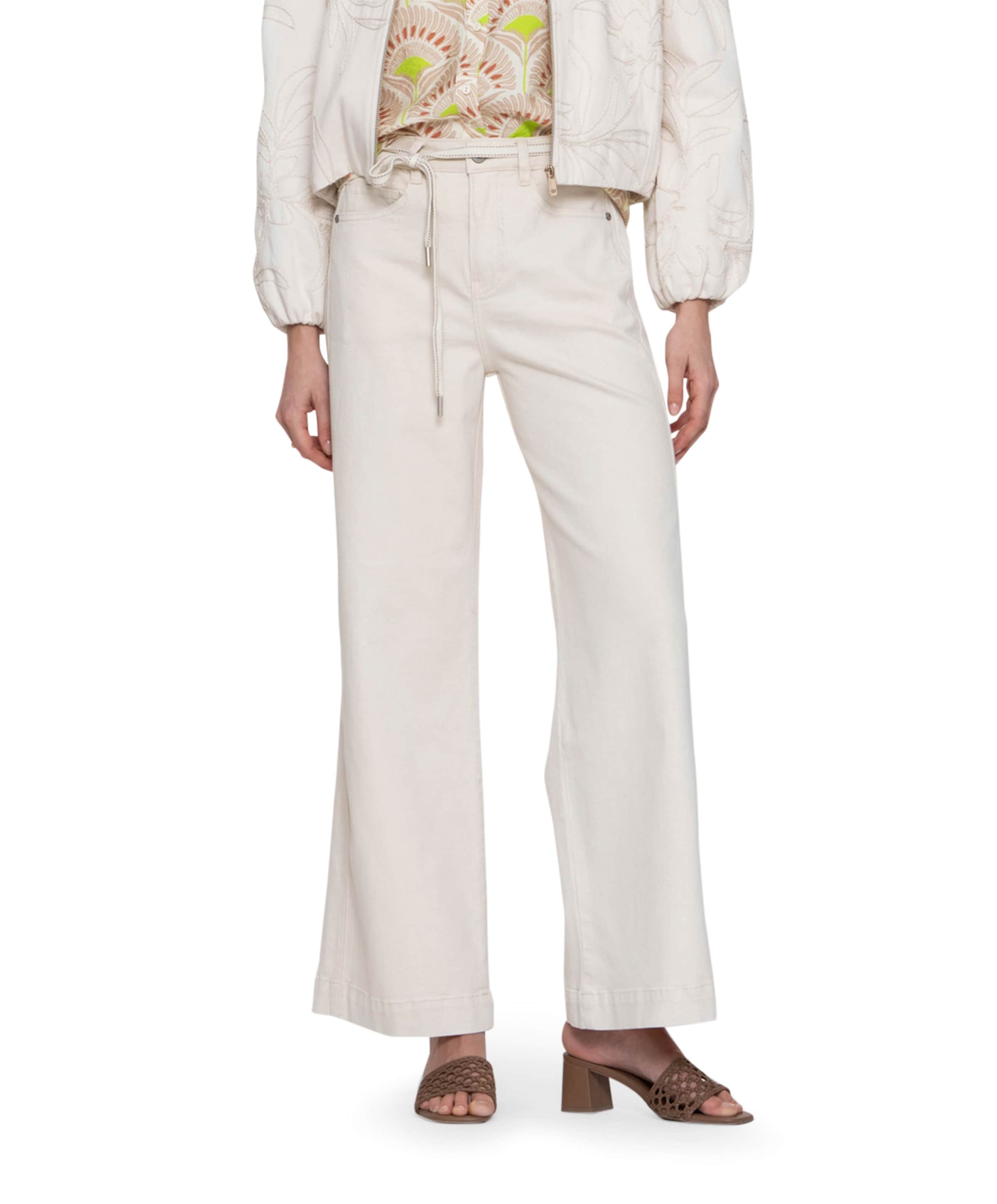 Wide linen mix dames jeans ecru