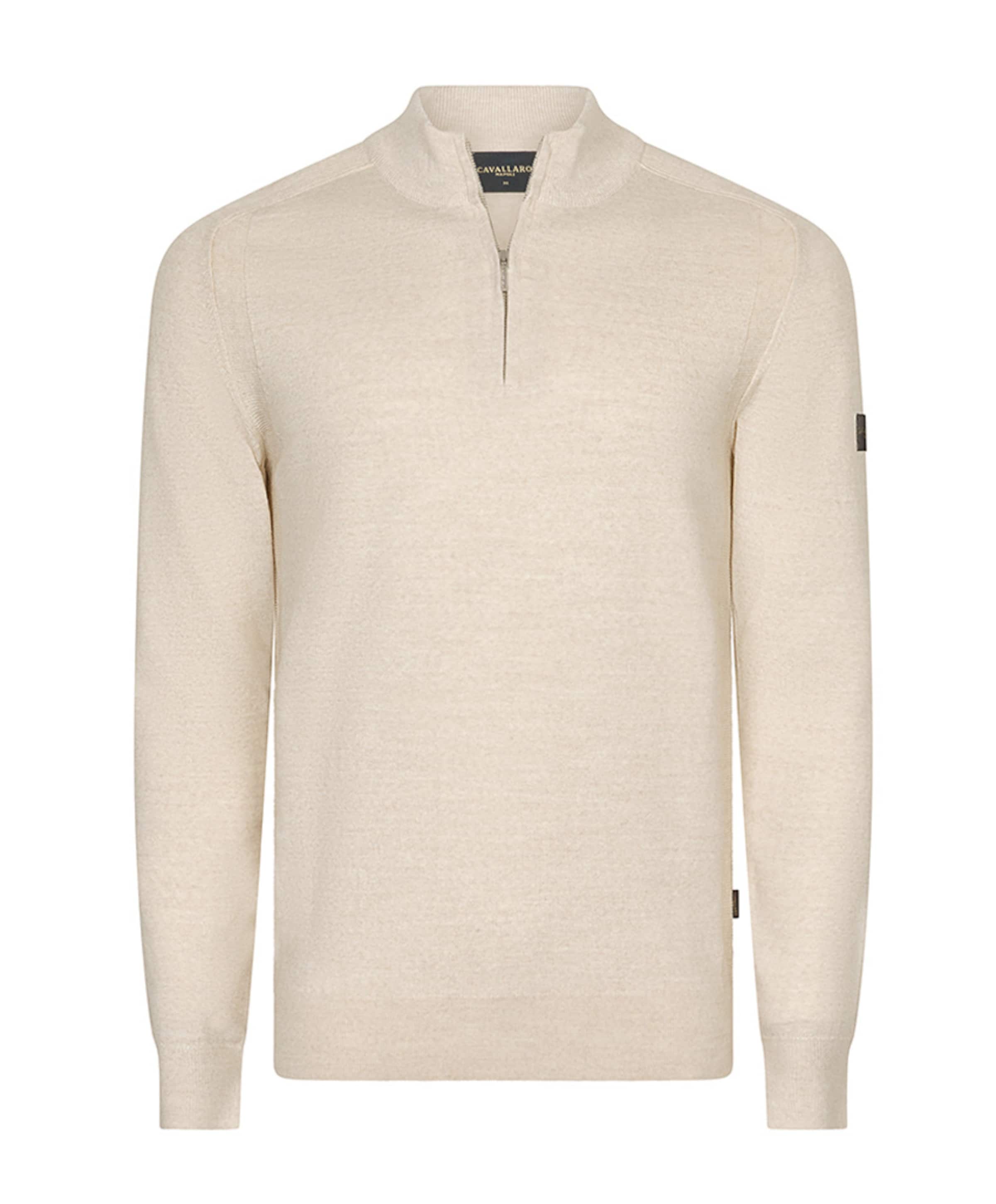 Heren trui met rits beige