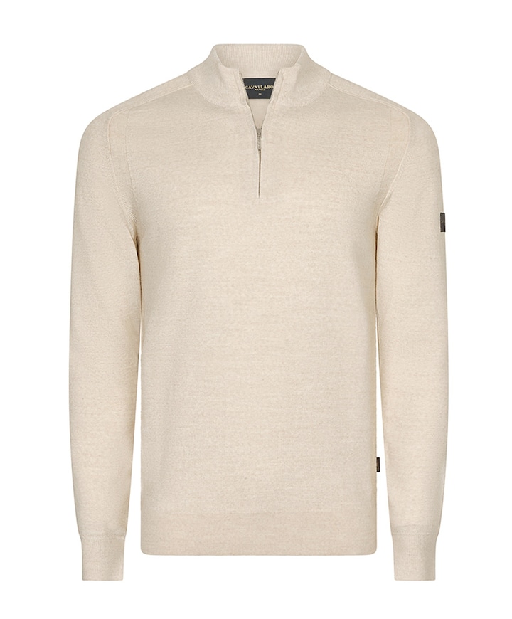 Heren trui met rits beige