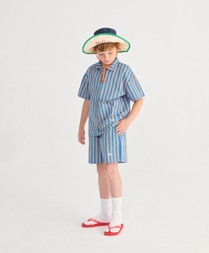 New Hairline denim bermuda shorts uniseks korte broek blauw