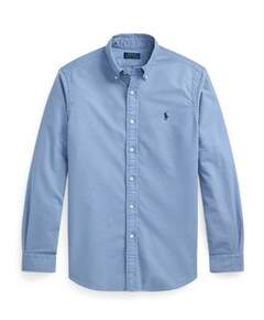 Heren overhemd lange mouw blauw