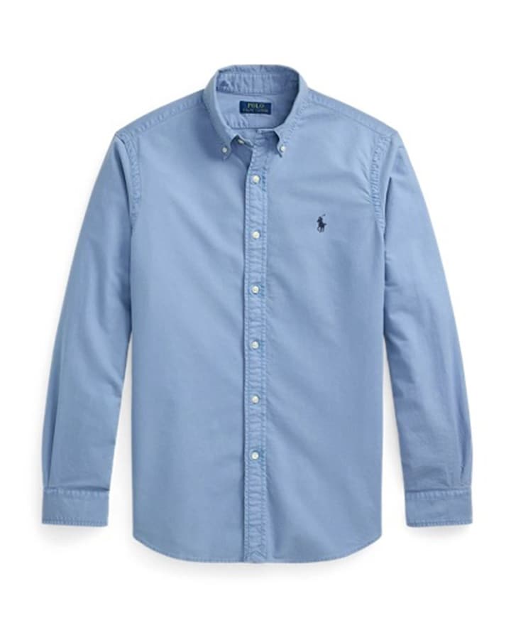 Heren overhemd lange mouw blauw