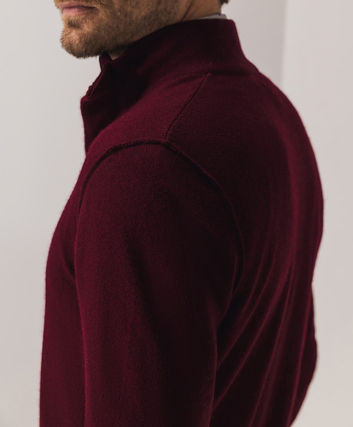 Heren trui met rits bordeaux