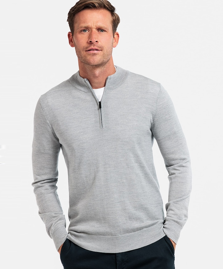Heren trui met rits grijs