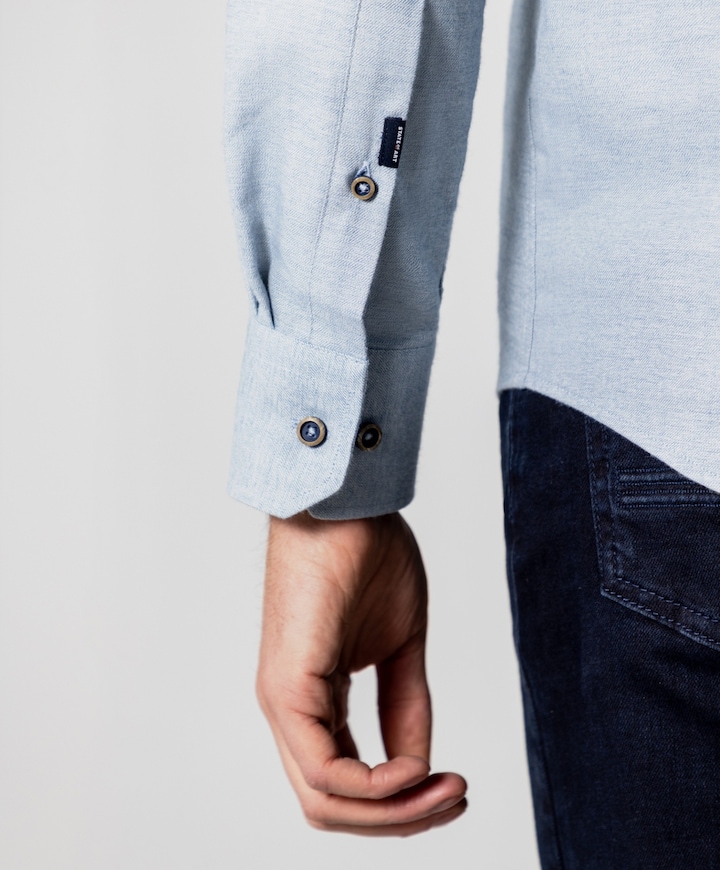 Heren overhemd lange mouw blauw