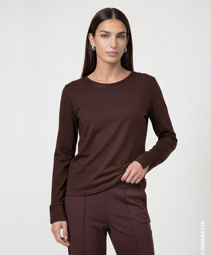 Dames longsleeve bruin