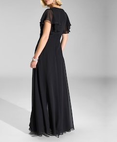 Chiffon Jumpsuit mit ?berrock und V dames jumpsuit zwart